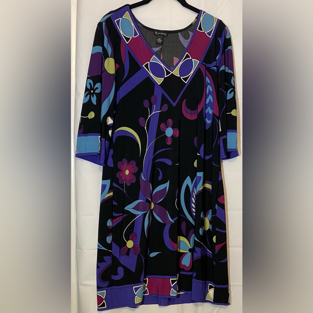 New Directions Dress A line. SZ 8P Black/Purple..Multi Color